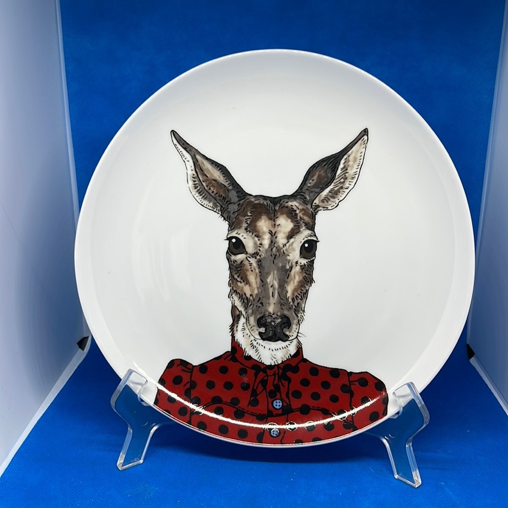 West Elm Rachel Kozlowski Dapper Deer Dinner Plate GUC